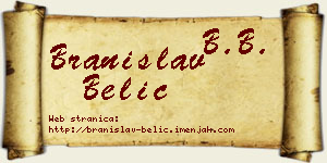 Branislav Belić vizit kartica